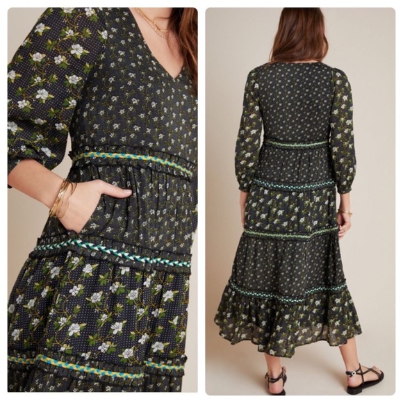 💝Anthropologie Karoline boho inspired tiered maxi - Picture 2 of 10